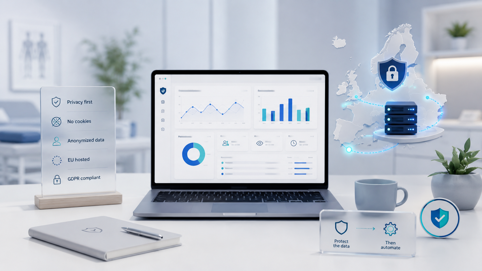 Panel de analítica web sin cookies con datos alojados en la Unión Europea